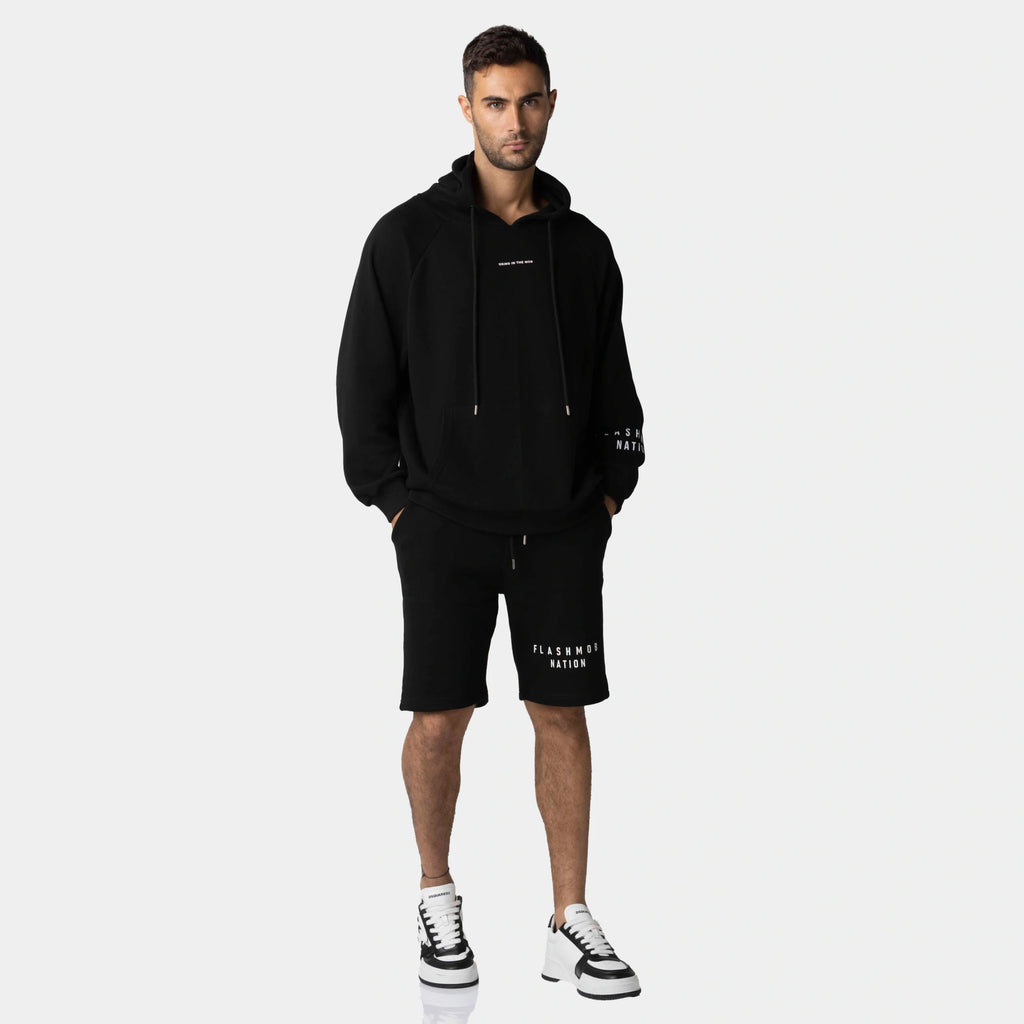 Printed Black Casual Hoodie