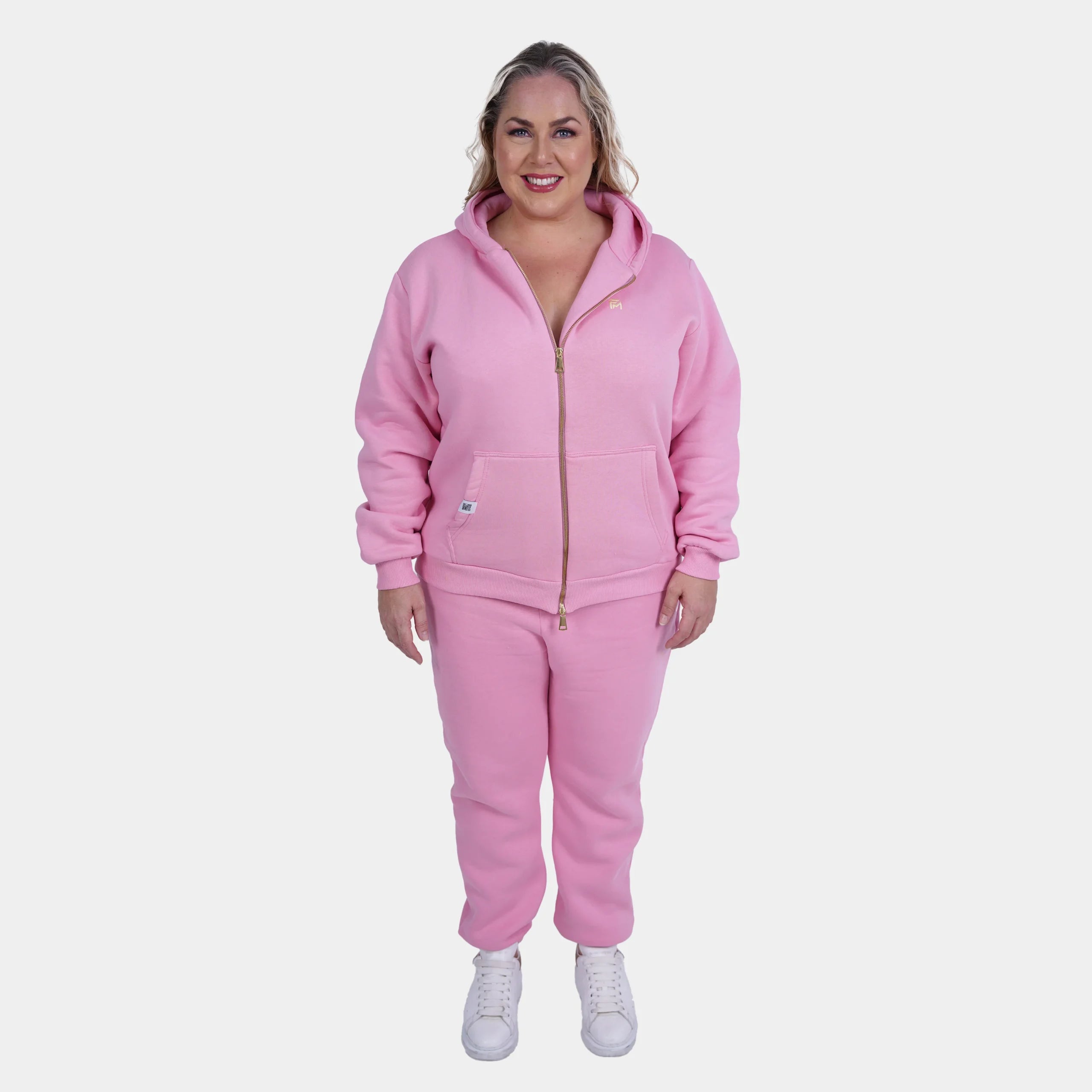 Relaxed Fit Cotton Fleece Hooded Jacket & Sweatpant Set - Plus Size