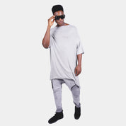 Stone Grey Longline Loose T-Shirt