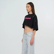 Cropped Torn T-Shirt - White | Pink | Black