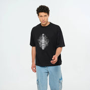 Graphic Embroidered Oversized Black T-Shirt