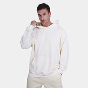 Beige Soft Oversize Hoodie With Self Print