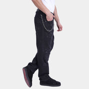 Black Denim Jeans with Chain Details