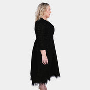 Black Feather Robe Party Dress - Plus Size