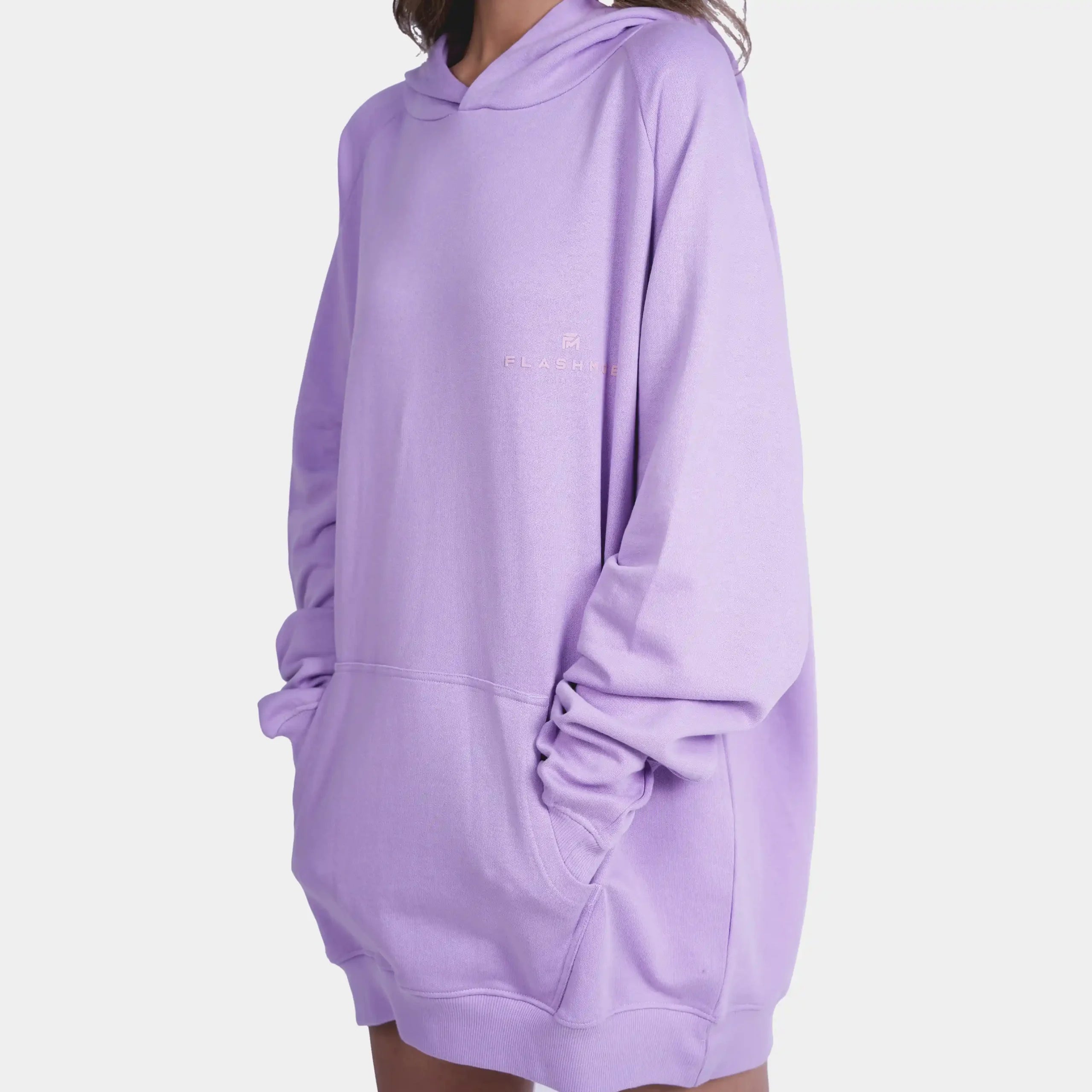 Printed Soft Lilac Oversized Hoodie