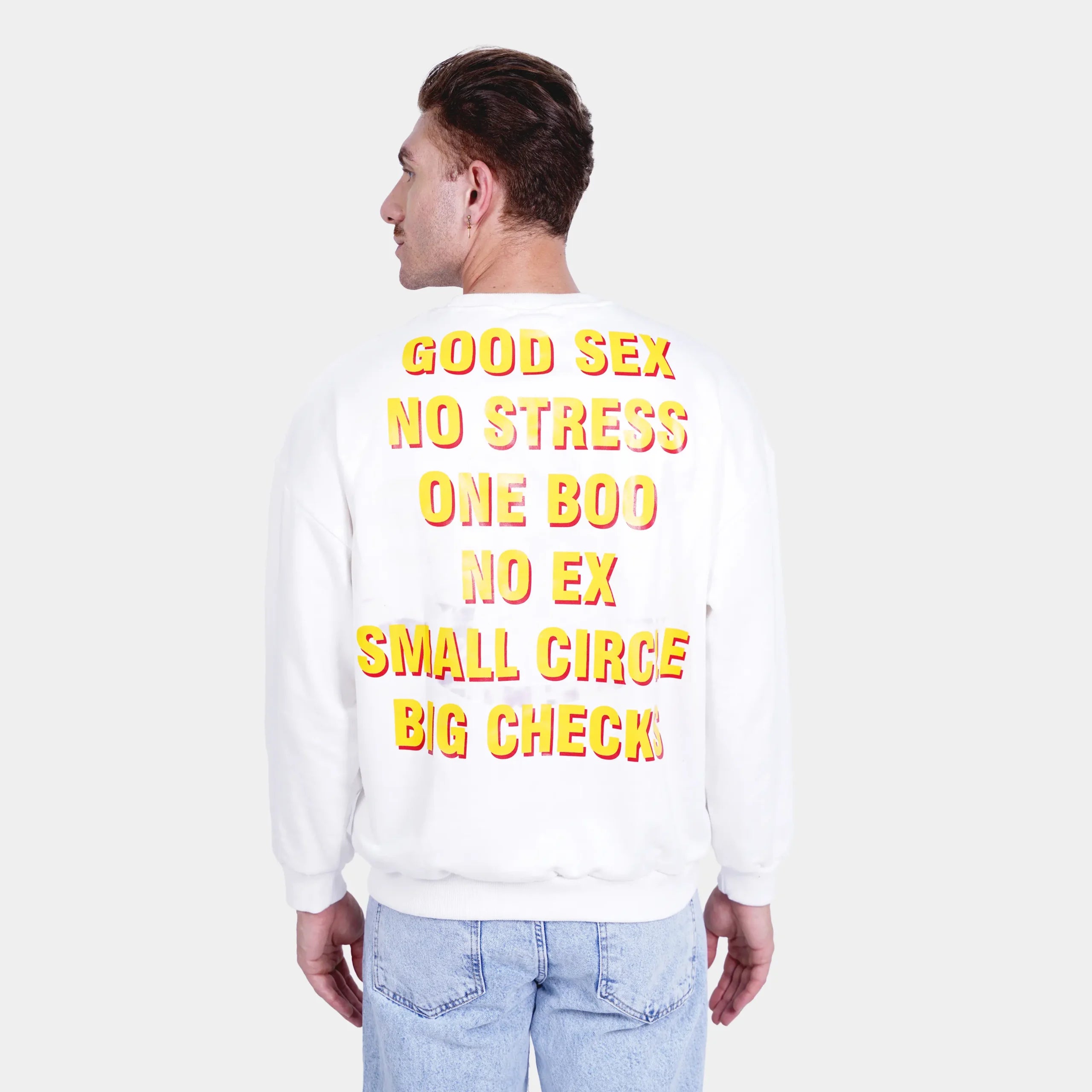 Graphic Text Printed White Sweatshirt