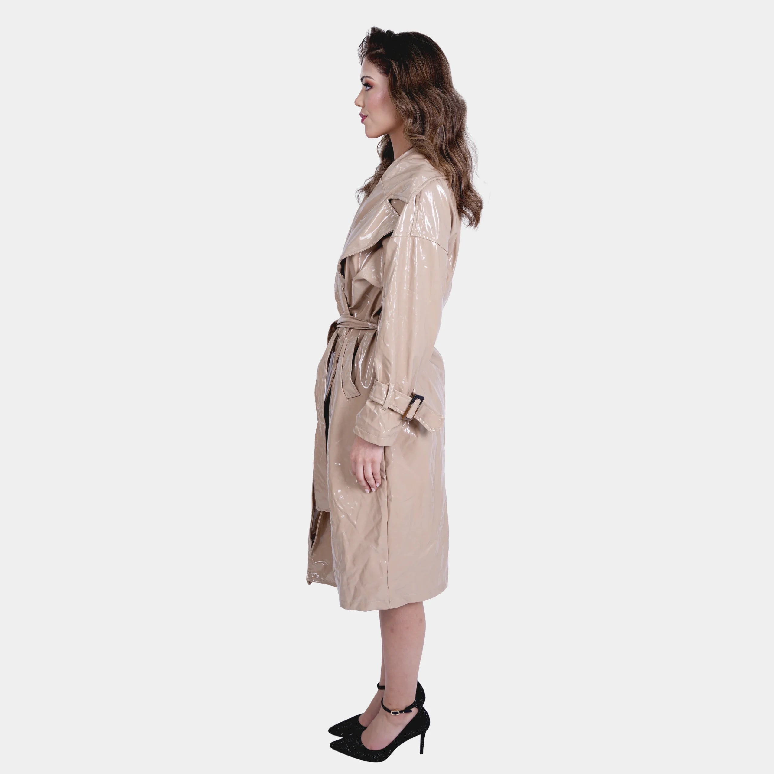 Nude Shiny Vinyl Long Overcoat – Flashmob Nation