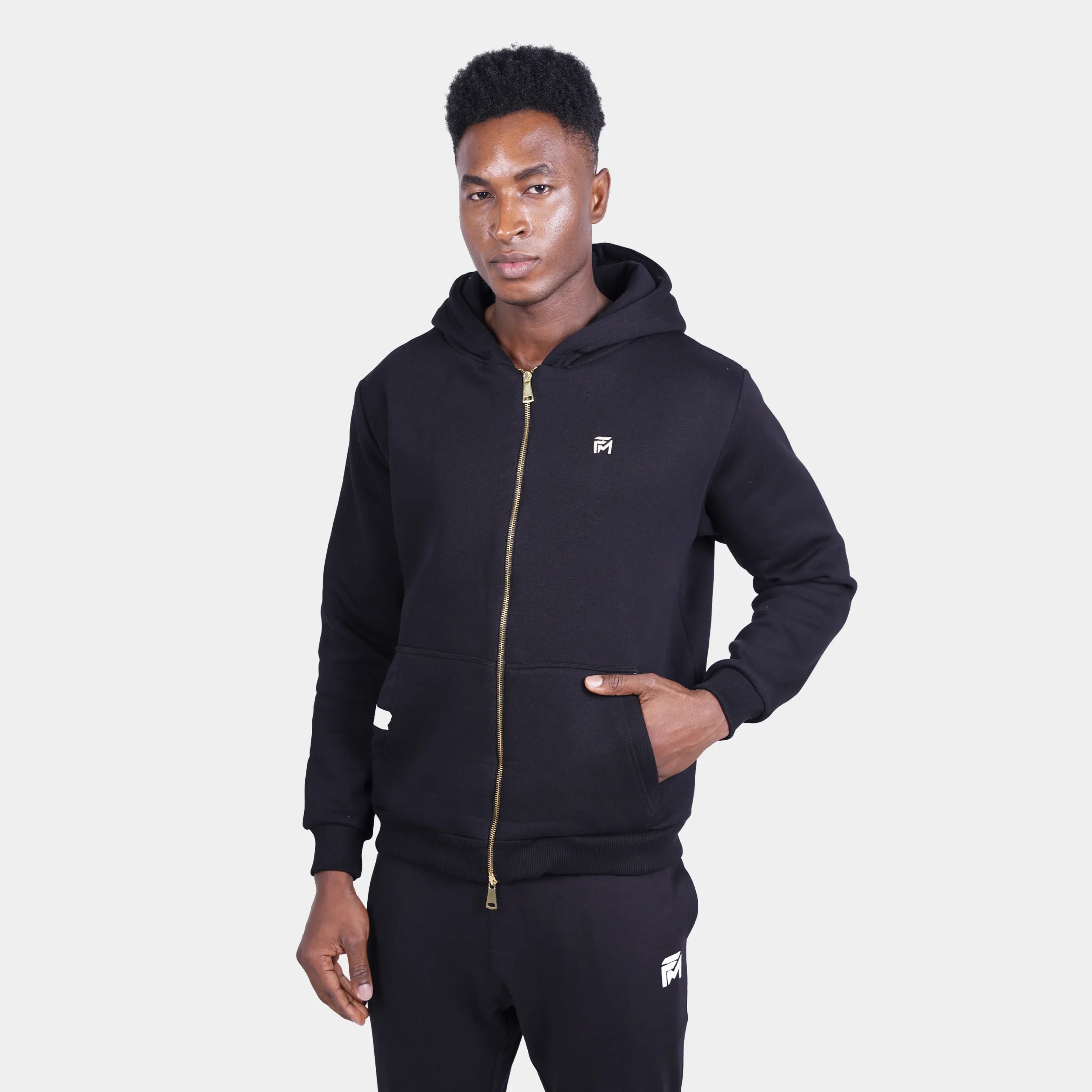 Relaxed Fit Cotton Fleece Hooded Jacket & Sweatpant Set