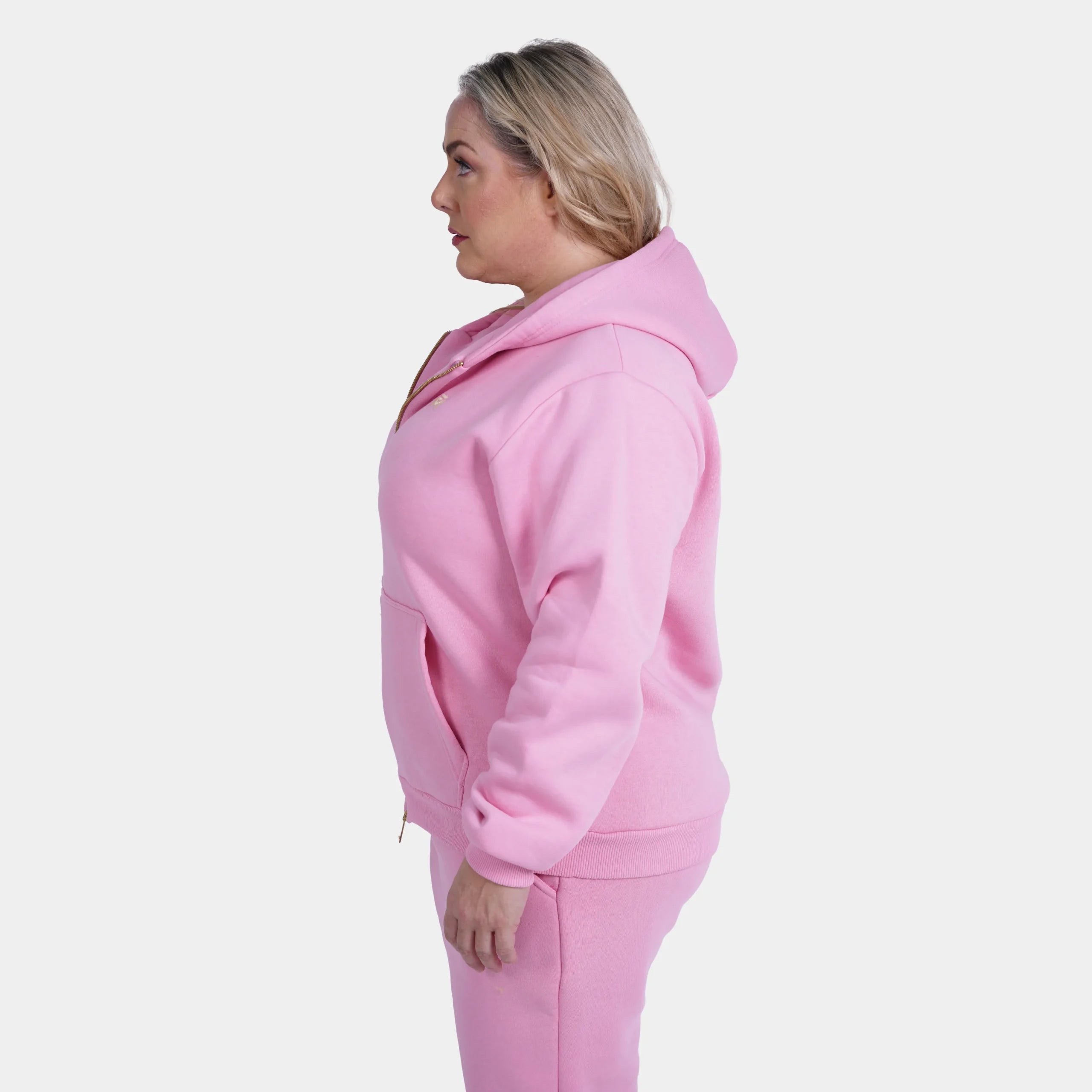 Relaxed Fit Cotton Fleece Hooded Jacket - Plus Size