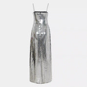 Shiny Silver Long Party Dress