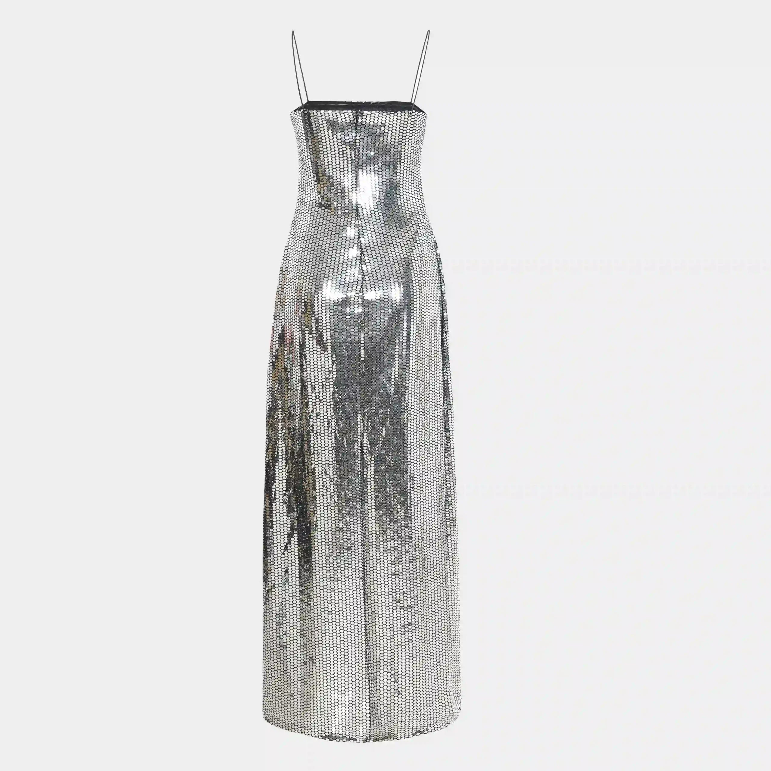 Shiny Silver Long Party Dress