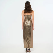 Dull Gold Sequin Long Party Dress