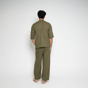 FM Linen-Blend Carpenter Pants – Army Green
