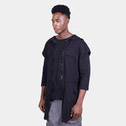 Black Longline T-Shirt with Zippered Jacket Set