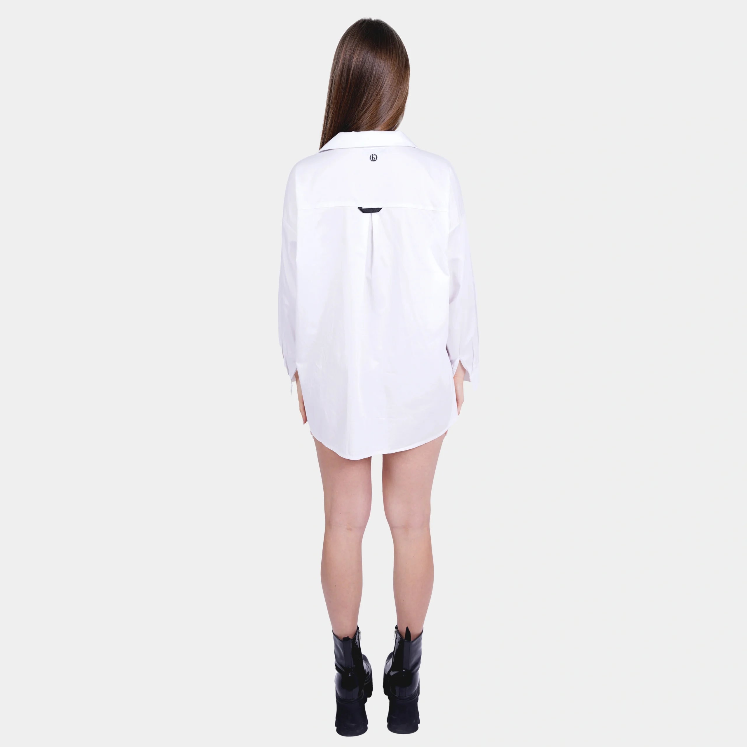 Oversized White Printed Women Shirt