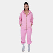 Relaxed Fit Cotton Fleece Hooded Jacket & Sweatpant Set