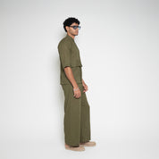 FM Linen-Blend Carpenter Pants – Army Green