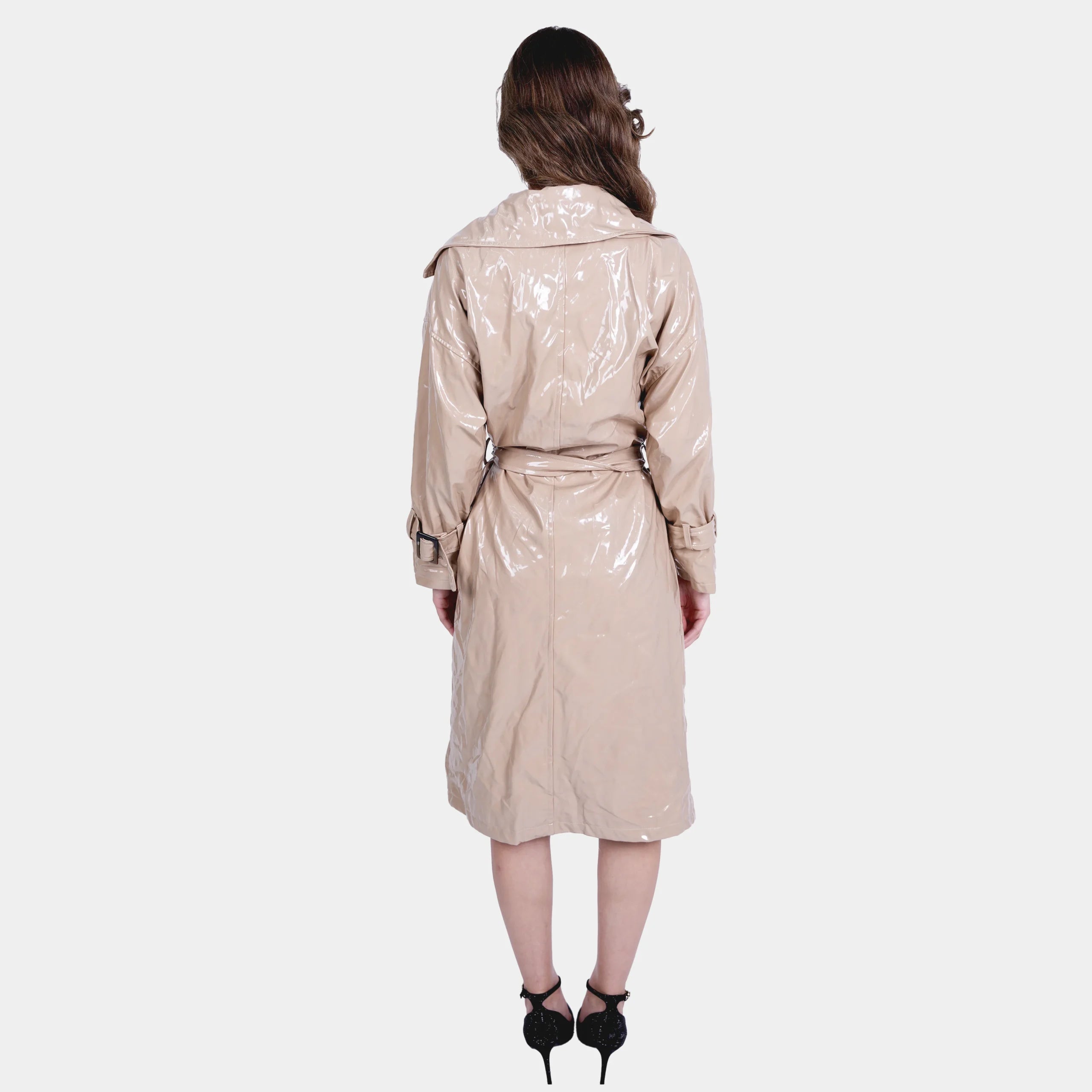 Nude Shiny Vinyl Long Overcoat – Flashmob Nation