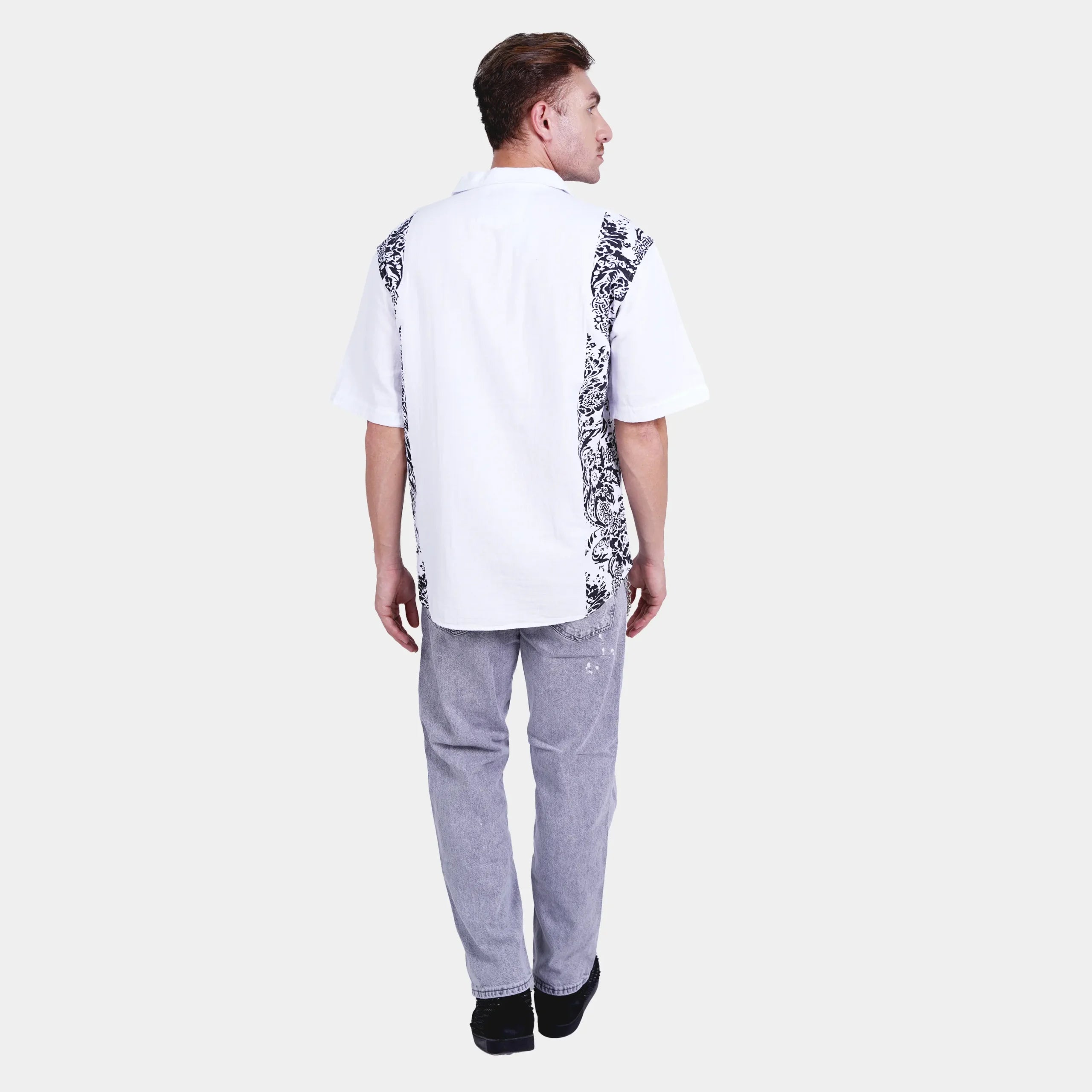 Printed White Brunch Short Sleeve Shirt