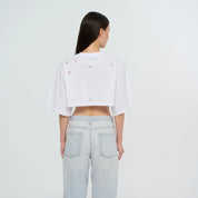 Cropped Torn T-Shirt - White | Pink | Black