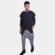 Black Longline T-Shirt with Zippered Jacket Set