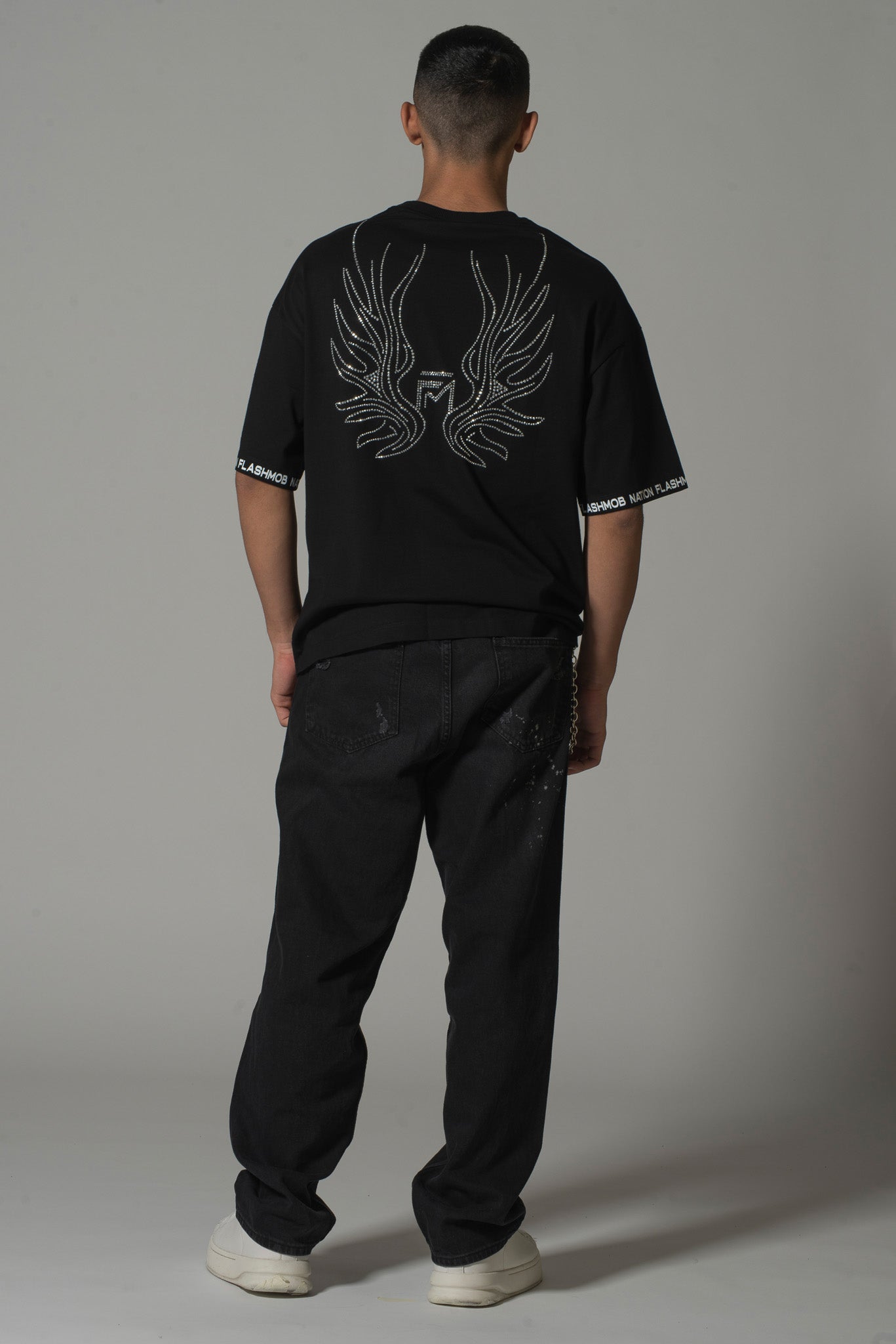 Black Studded Wings Party T-Shirt