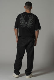 Black Studded Wings Party T-Shirt