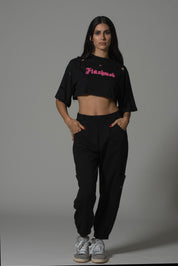 Cropped Torn T-Shirt - White | Pink | Black