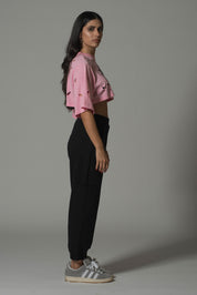 Cropped Torn T-Shirt - White | Pink | Black