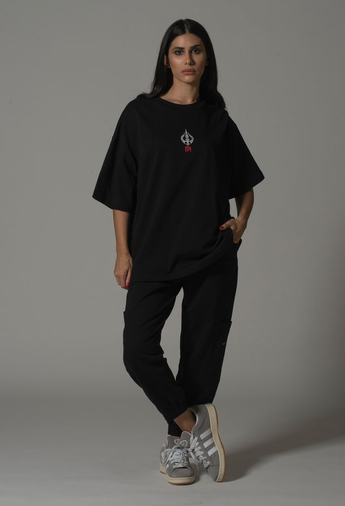 Graphic Printed Oversized Black Rave T-Shirt