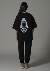 Graphic Printed Oversized Black Rave T-Shirt