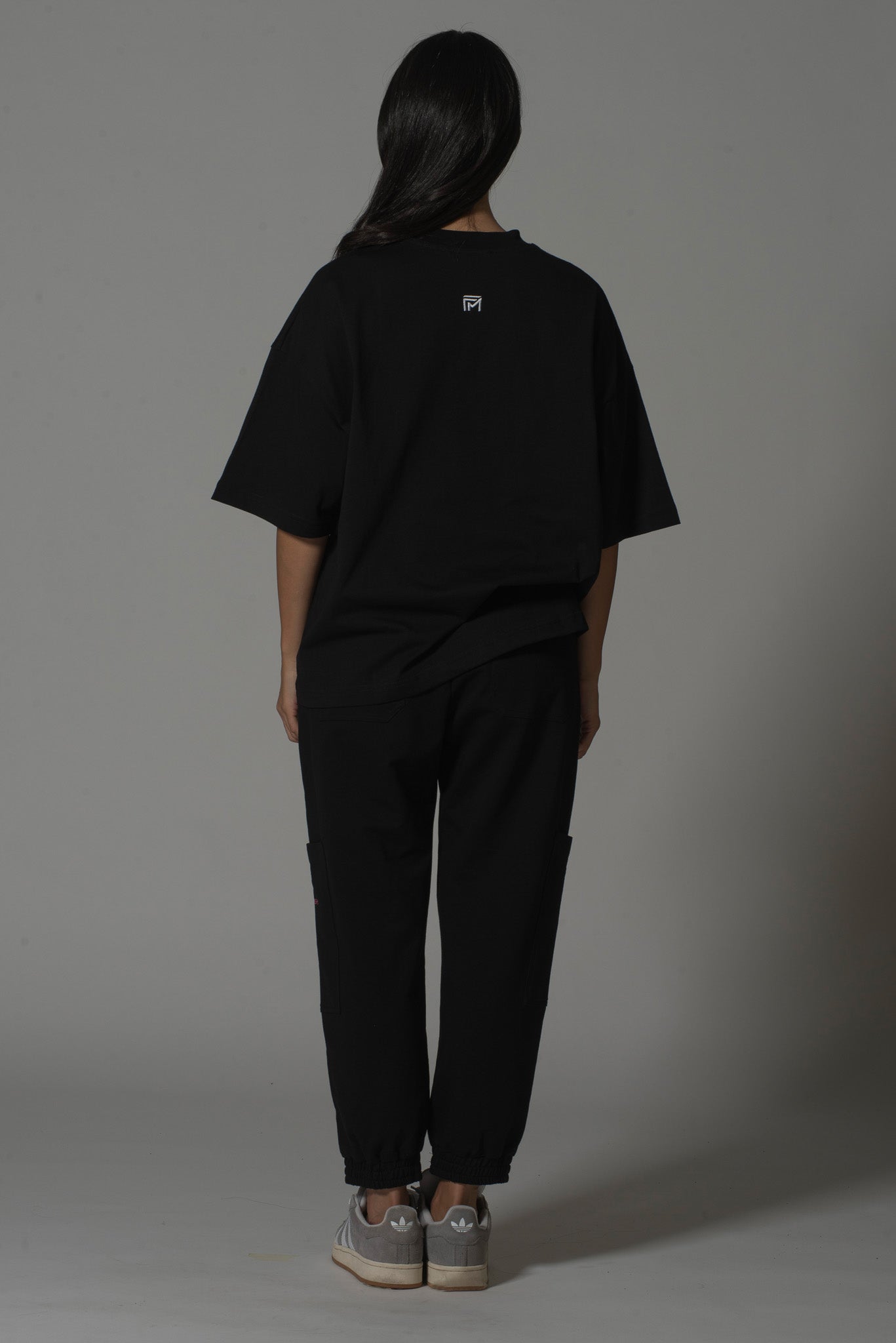 Graphic Embroidered Oversized Black T-Shirt