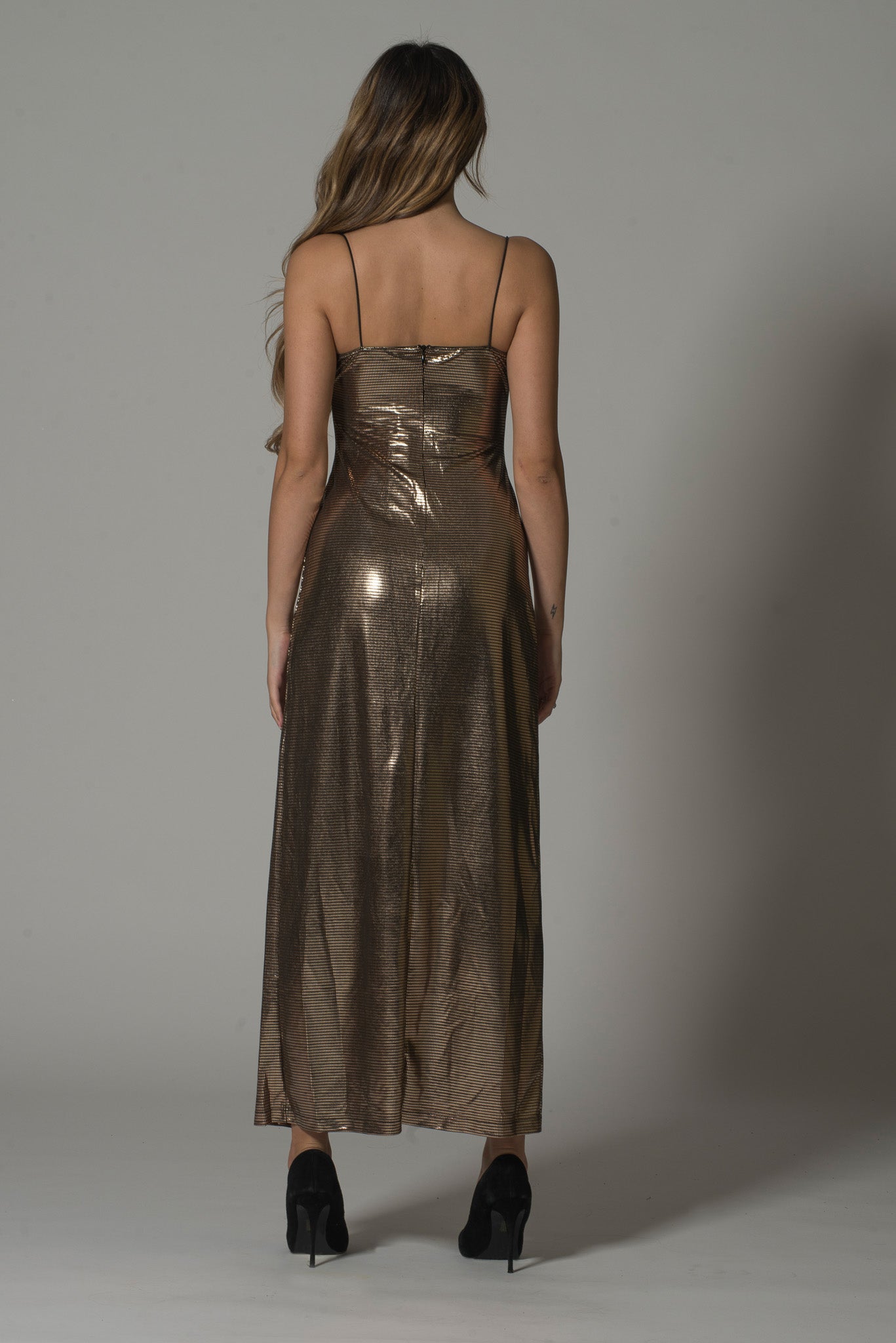 Dull Gold Sequin Long Party Dress