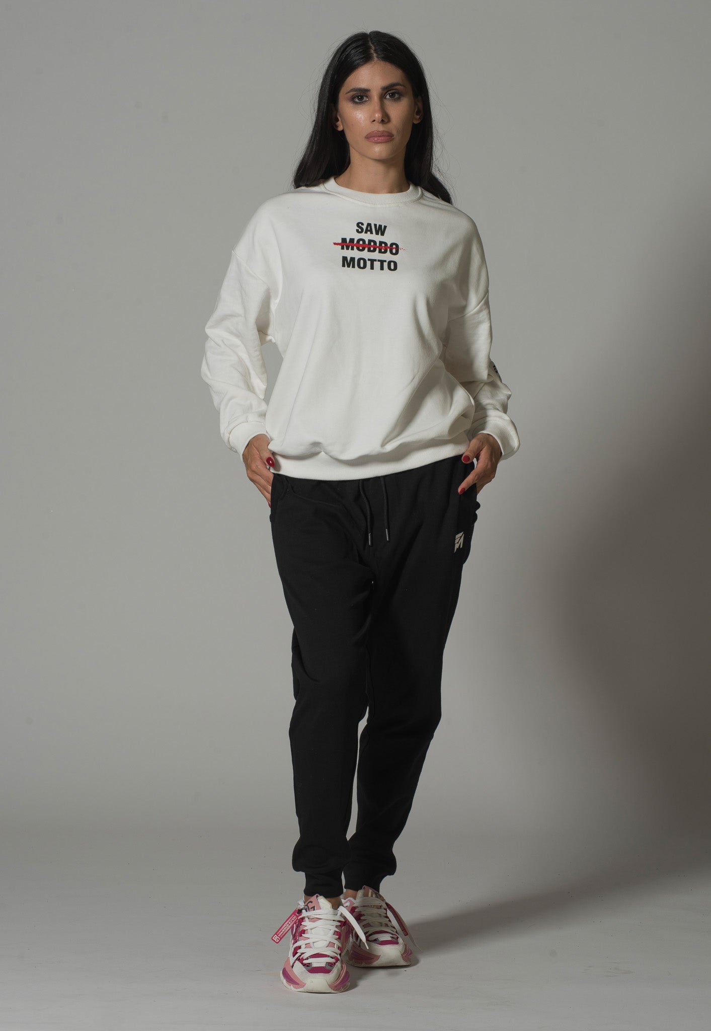 Graphic Text Printed White Sweatshirt