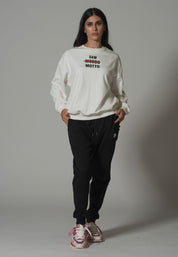 Graphic Text Printed White Sweatshirt