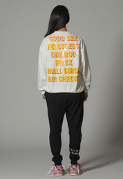 Graphic Text Printed White Sweatshirt