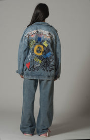 Graffiti Printed Denim Jacket