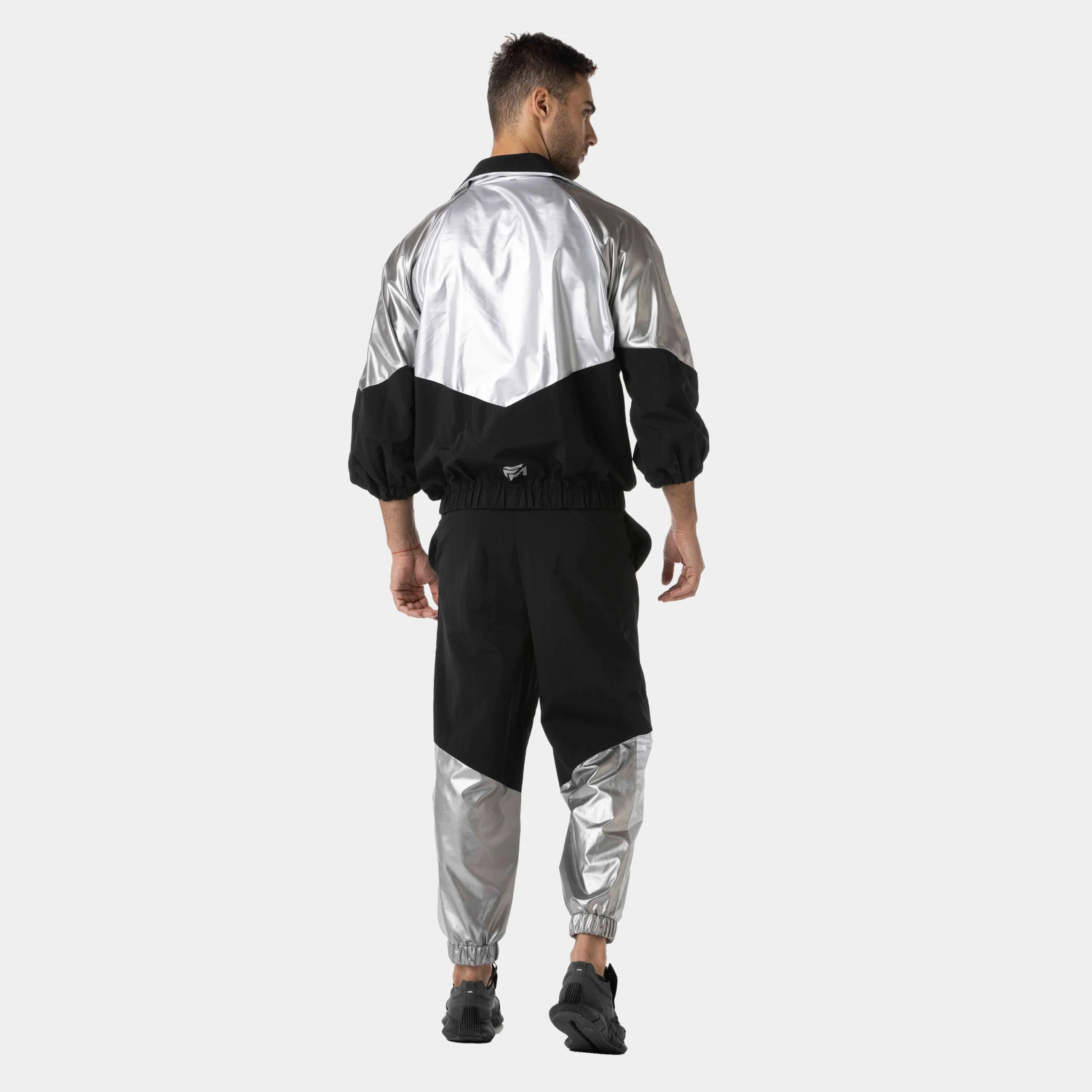 Black & Silver Metallic Bomber Jacket