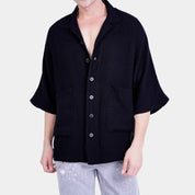 Relaxed Fit Black Short Sleeve Shirt