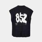 Black Sleeveless Boxed Oversized T-shirt