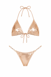 Rose Gold Metallic Triangle Set with Pearl Chain