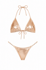 Rose Gold Metallic Triangle Set with Pearl Chain