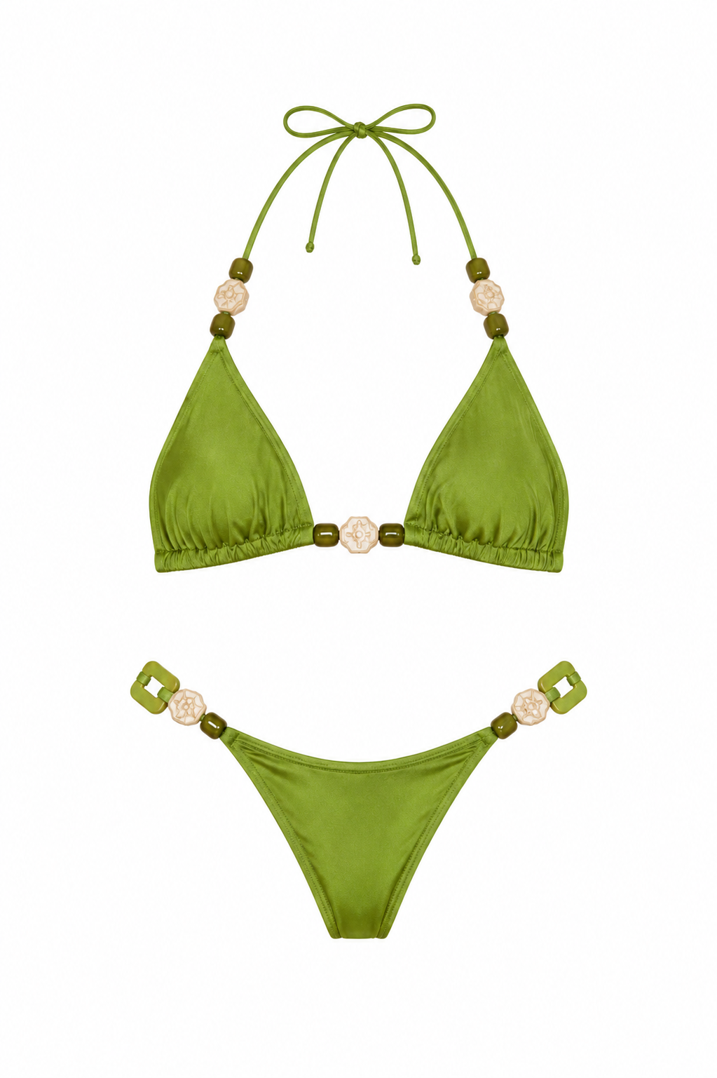 Olive Green Beaded Triangle Set
