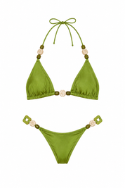 Olive Green Beaded Triangle Set