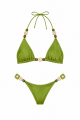 Olive Green Beaded Triangle Set