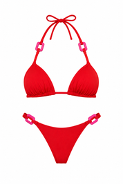 Red Triangle Set with Contrast Buckle