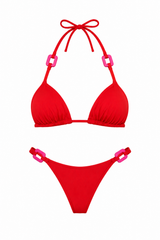 Red Triangle Set with Contrast Buckle