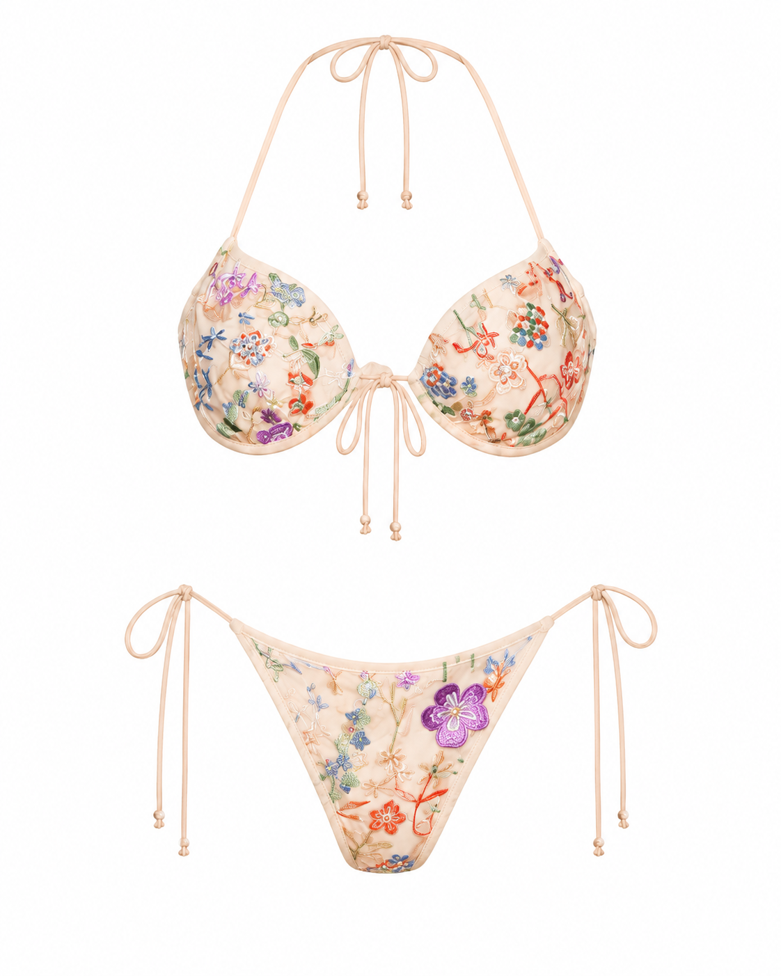 Floral Embroidered Underwire Set