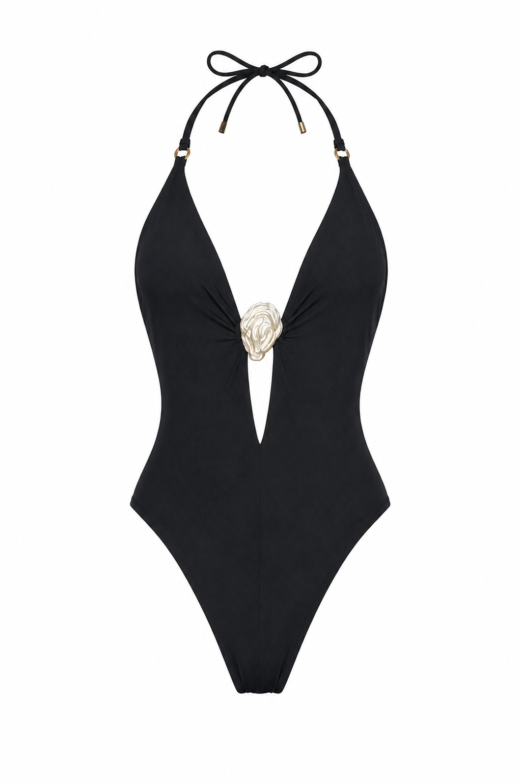 Black Plunge Halter Midi Set