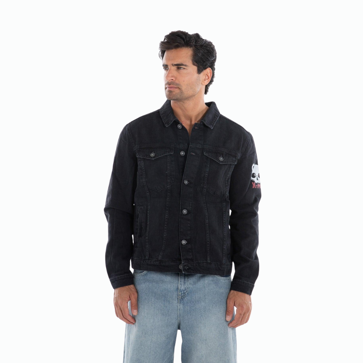 Flashmob Nation Cozy Chic teddy denim jacket – front view women’s outerwear